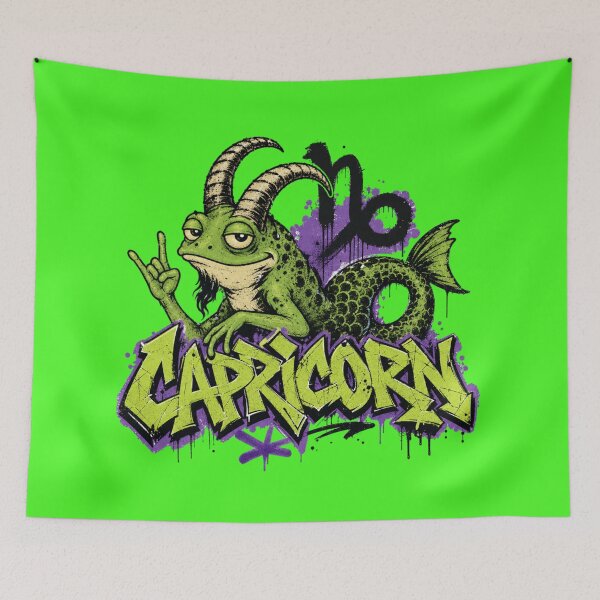 Item preview, Capricorn Zodiac Sign Graffiti Frog Art | Streetwear Horned Toad Astrology Gift designed and sold by illeN-Art-World.