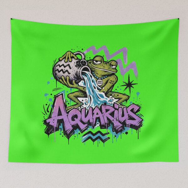 Item preview, Aquarius Zodiac Sign Graffiti Frog Art | Streetwear Water Bearer Toad Astrology Gift designed and sold by illeN-Art-World.