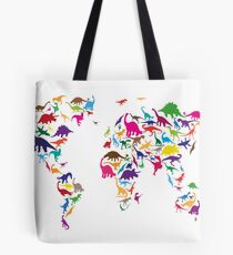 Dinosaurier Karte der Weltkarte Tote Bag