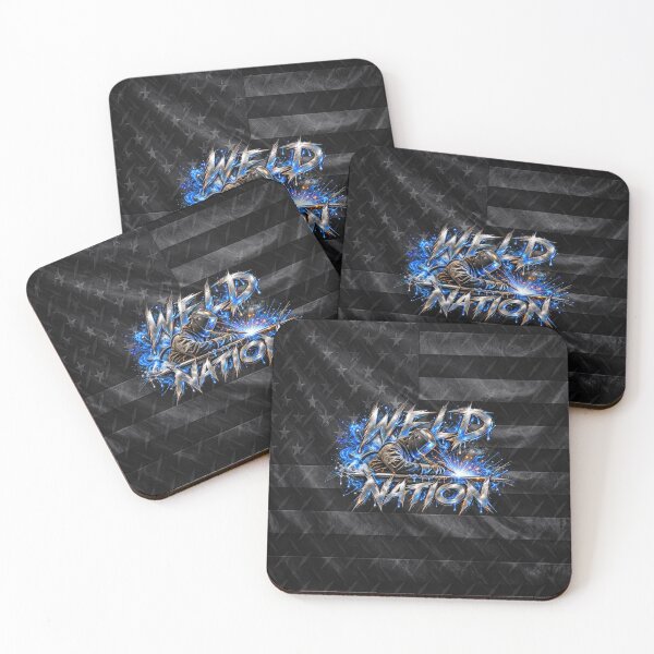 Item preview, Weld Nation – Electric Blue Welding Sparks & Chrome American Flag Design designed and sold by ArtistWill.