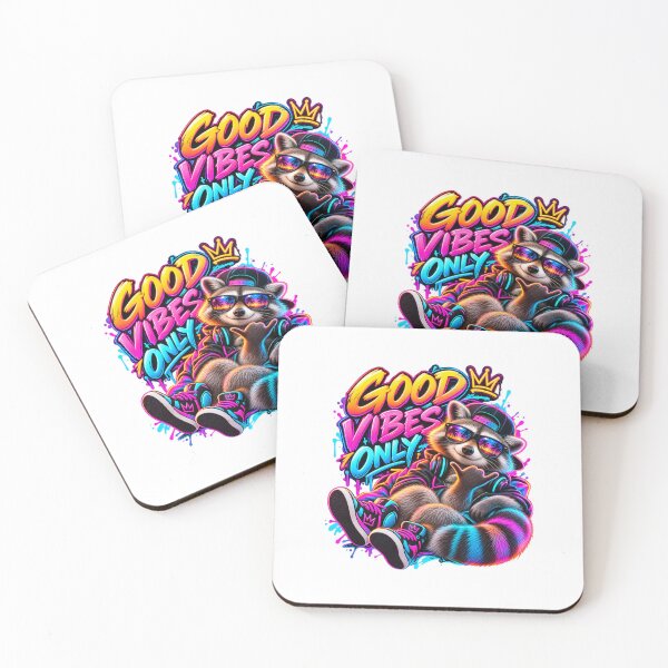 Item preview, Good Vibes Only – Neon Raccoon Streetwear Graffiti Art designed and sold by KreatikaShop.