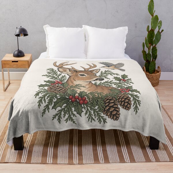 Item preview, Christmas Deer Holly Bird and Evergreen designed and sold by Sturdust.