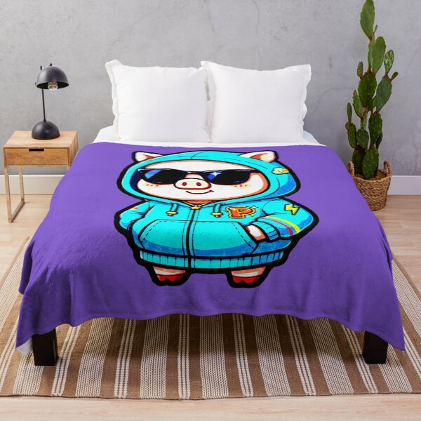 Item preview, Cool Piglet with Glasses | Kawaii Design Turquoise Sweatshirt Letter P designed and sold by AstronautMerch.