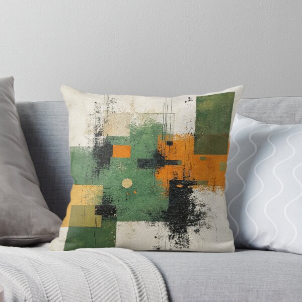 Item preview, Green Mustard and Orange Abstract Modern Contemporary Geometric designed and sold by DEC02.