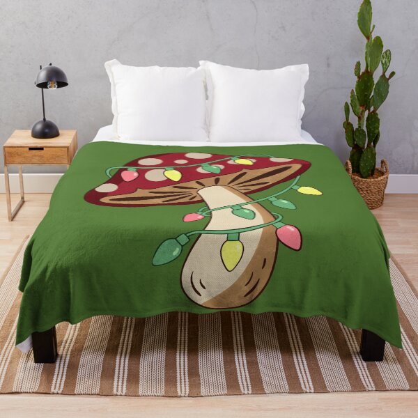 Item preview, Whimsical Christmas Mushroom Wrapped in Colorful Fairy Lights designed and sold by FreshVibe Prints.