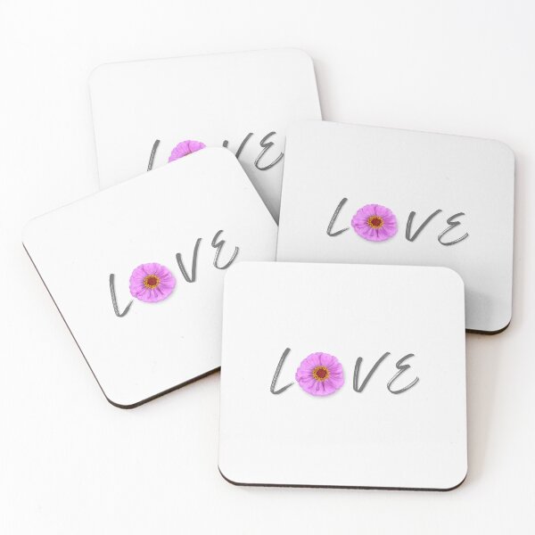 Item preview, Love Floral Typography Pink Zinnia Minimalist Art designed and sold by OlhaTironArt.