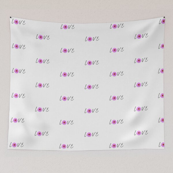 Item preview, Love Floral Typography Pink Zinnia Minimalist Art designed and sold by OlhaTironArt.