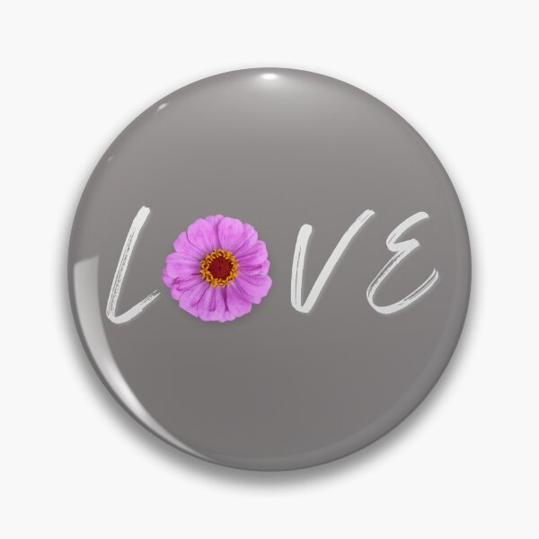 Item preview, Love Floral Typography Grey Background Pink Zinnia Art designed and sold by OlhaTironArt.