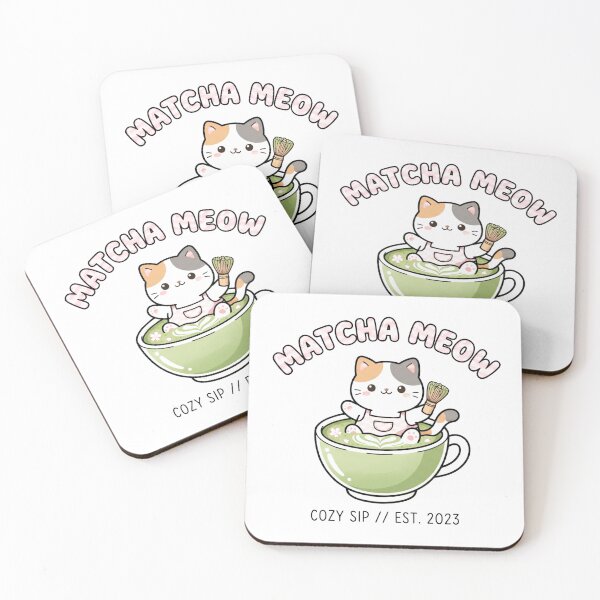 Item preview, Matcha Meow Cute Cat Drinking Green Tea Kawaii Pastel T-Shirt designed and sold by DesignArtique.