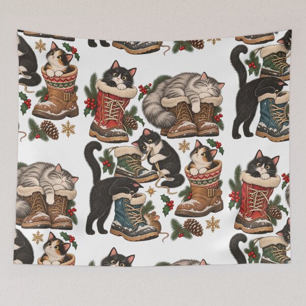 Item preview, Christmas Kittens Winter Boots designed and sold by Sturdust.