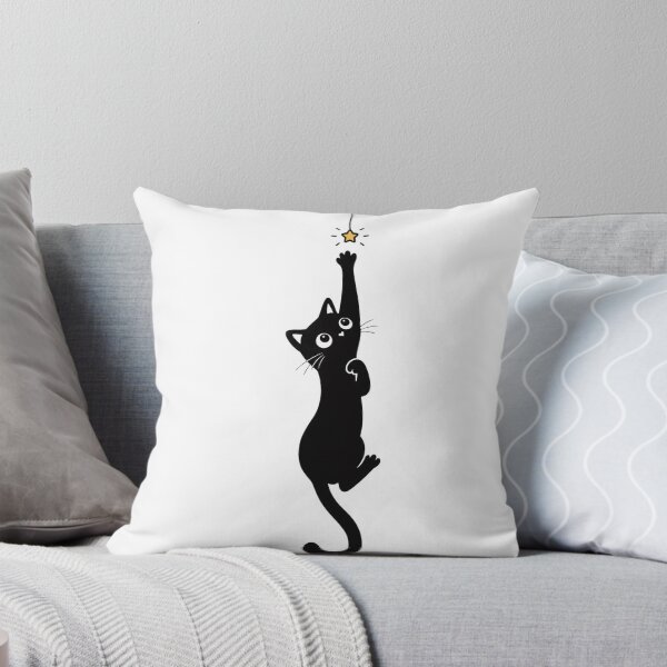 Item preview, ​Cute Hanging Black Cat Reaching For a Star Minimalist Kawaii Kitty T-Shirt designed and sold by CuteOasis.