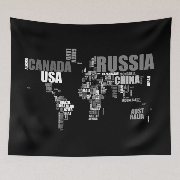 Item preview, World Map in Words designed and sold by ArtPrints.
