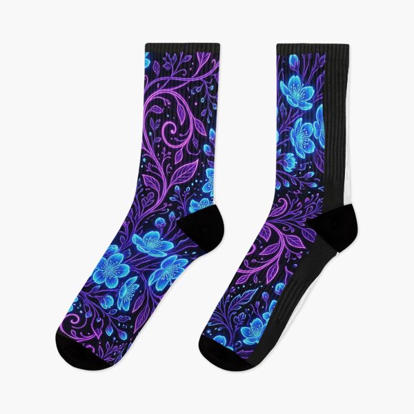 Item preview, Neon Blue and Purple Floral Pattern designed and sold by Owcomm.