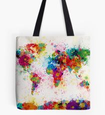 World Map Paint Splashes Tote Bag