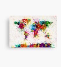 World Map Paint Splashes Canvas Print