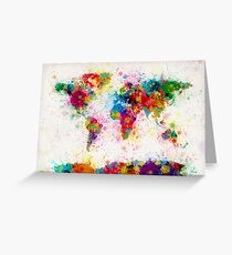 World Map Paint Splashes Greeting Card