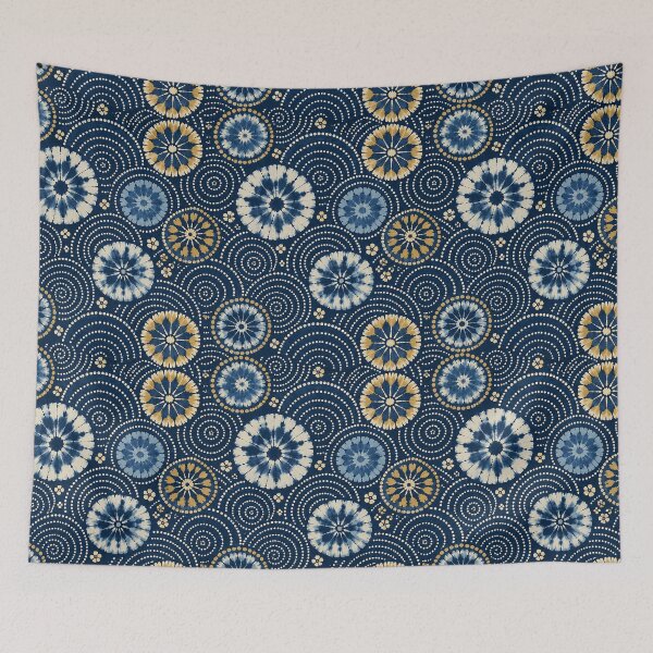 Item preview, Indigo Shibori Ripple Japanese Tie Dye Pattern designed and sold by Small Kine Prints.
