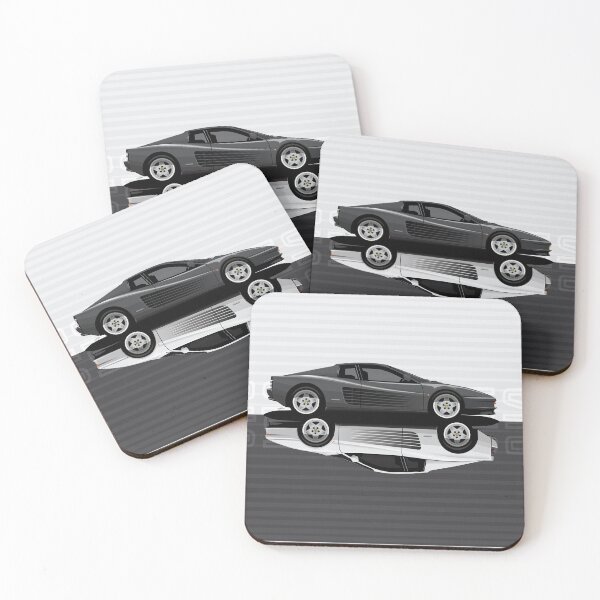 Item preview, Black and White reflection Ferrari Testarossa 1990 illustration designed and sold by blackdogshop.