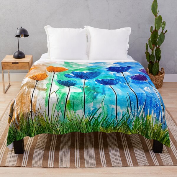 Item preview, Fantasy Blue Wildflowers In Grassy Field Modern Art designed and sold by DEC02.