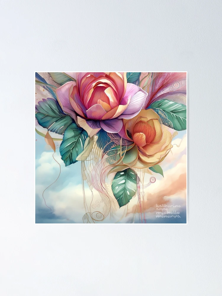 Thumbnail 1 of 3, Poster, Floating Roses designed and sold by Katherine Anne Michelle Minerva.