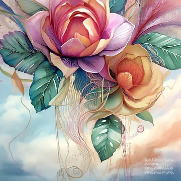 Artwork thumbnail, Floating Roses by Katherine Anne Michelle Minerva