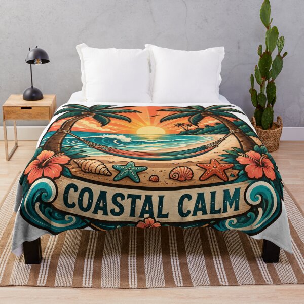 Item preview, Coastal Calm Tropical Hammock Sunset Paradise Palm Trees Beach Vacation Art designed and sold by inkoutninja.