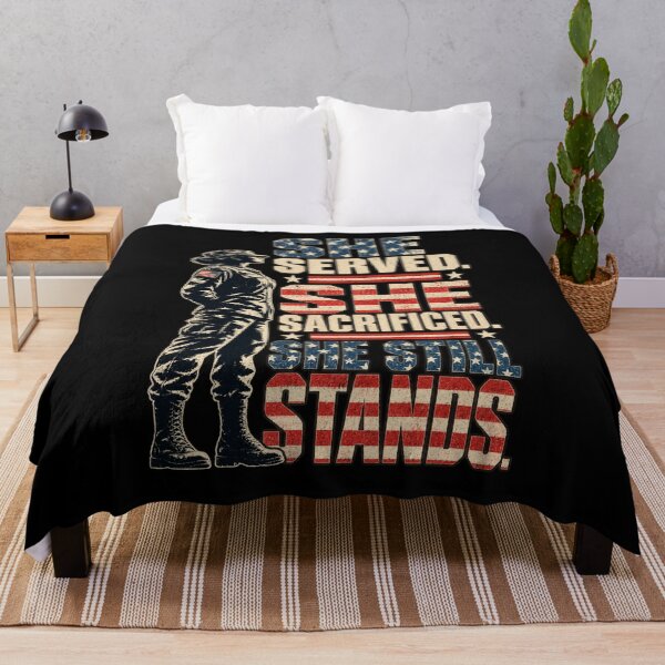 Item preview, She Served She Sacrificed She Still Stands Female Veteran US Flag designed and sold by ONHI.