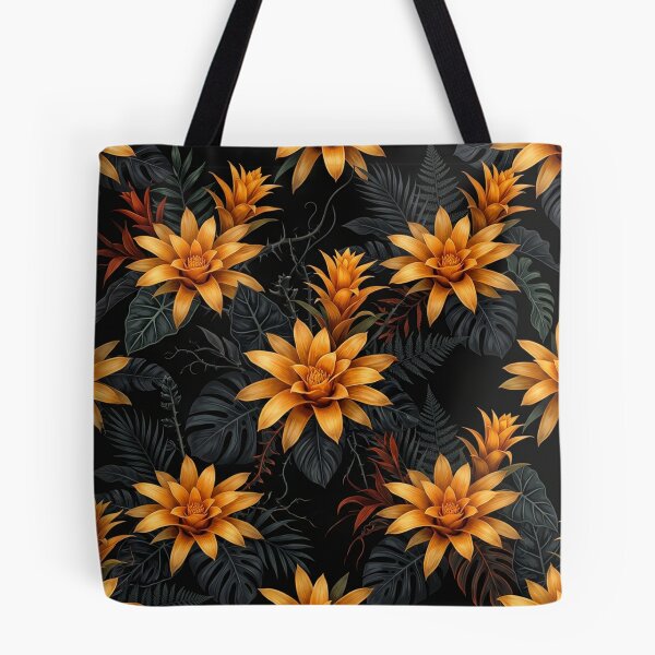 Item preview, Golden Bromeliad Floral Dark Botanical Pattern designed and sold by Owcomm.