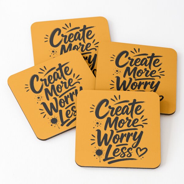 Item preview, Create More Worry Less Art Quote Inspirational Typography Design designed and sold by DesignHouse07.