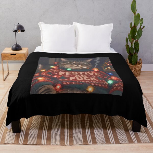 Item preview, FESTIVE AS FCK Black Cat Smoking designed and sold by delllsdesigns.