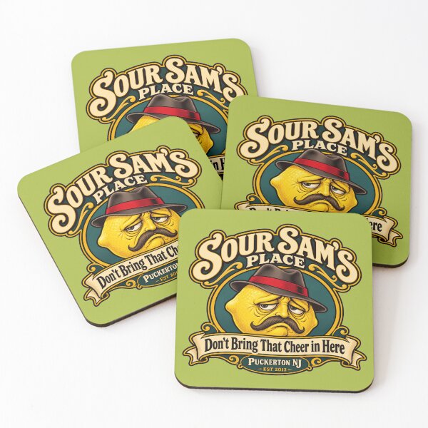 Item preview, Sour Sam's Place Grumpy Lemon Vintage Bar Logo designed and sold by Rude Monkey Imaginations.