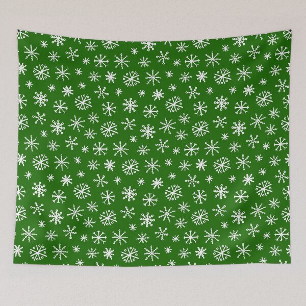 Item preview, White Snowflakes on Bold Green Background designed and sold by Morgenmuffle.