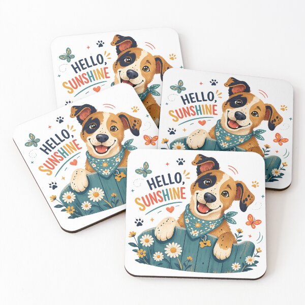 Item preview, Happy Puppy Daisy Garden Cute Dog Springtime Watercolor Hello Sunshine Art designed and sold by inkoutninja.