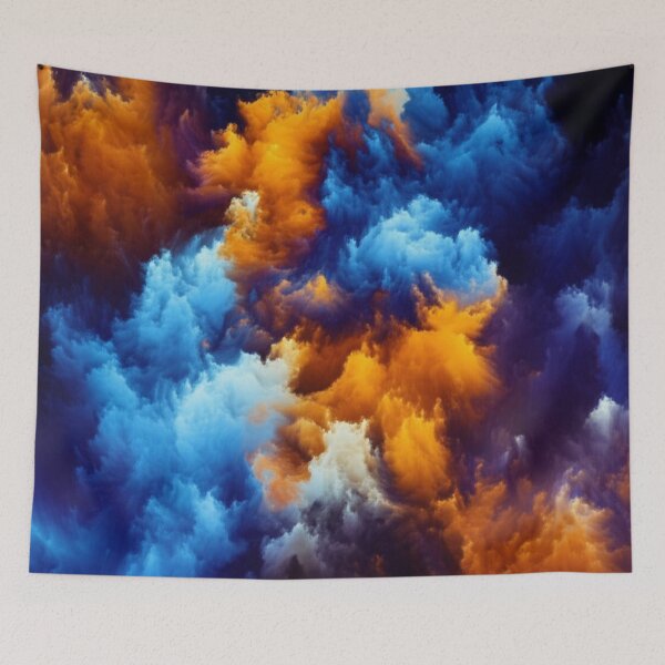 Item preview, Exuberant Clouds of Orange & Blue Abstract Print designed and sold by Mixture-Designs.