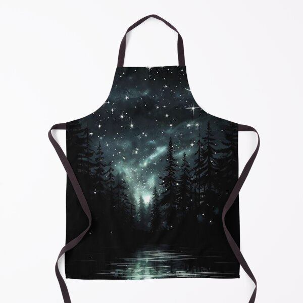Item preview, Crescent Moon Starry Night Pine Forest Lake Reflection designed and sold by FestivityFinds.