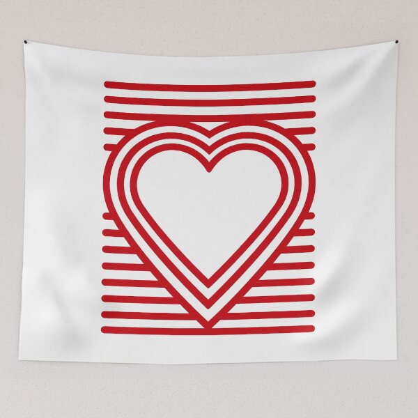 Item preview, Retro Red Striped Heart Minimalist Graphic Art designed and sold by colorful-white.