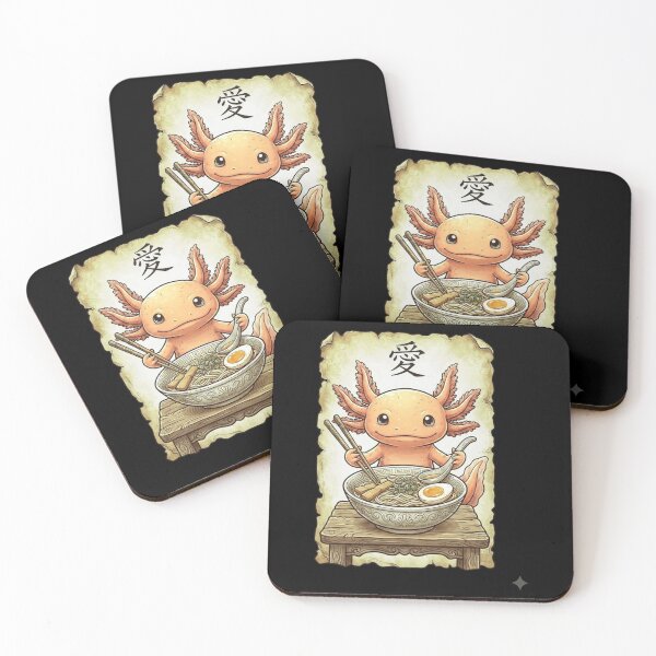 Item preview, CCute Axolotl Eating Ramen Vintage Japanese Food Design designed and sold by MiALopezArt.