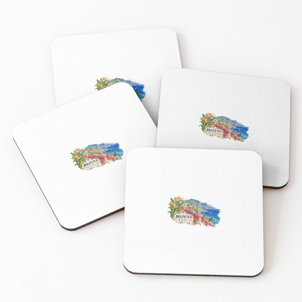 Item preview, Madeira Coast and Tropical Flowers Watercolor Travel Art designed and sold by skyartdesign.