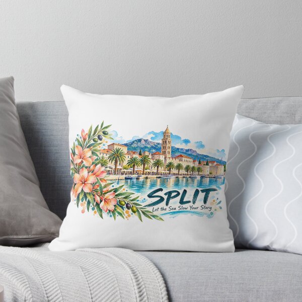 Item preview, Split Waterfront and Flowers Watercolor Travel Art designed and sold by skyartdesign.