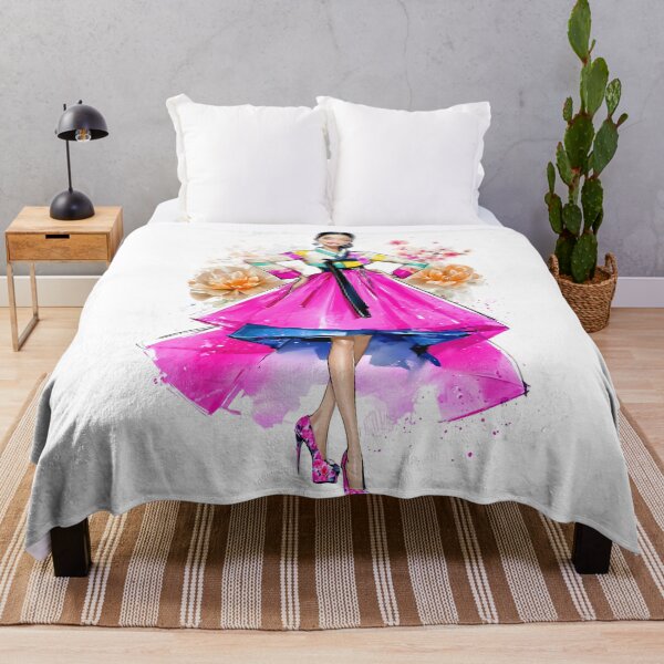 Item preview, Modern Hanbok Fashion Illustration in Vibrant Pink designed and sold by colorful-white.