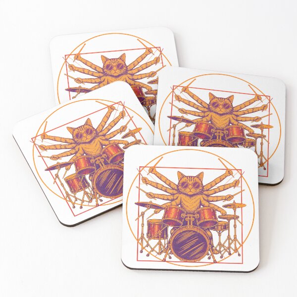 Item preview, Cat Playing Drums Arm-Cat Drummer Vintage Color Meme Men Women designed and sold by MathiasFuchs.
