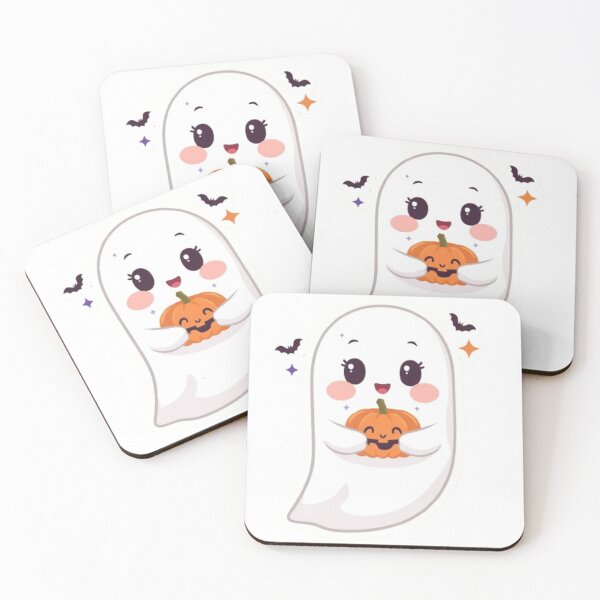 Item preview, Cute Kawaii Halloween Ghost Holding Pumpkin designed and sold by PrintWavePro.