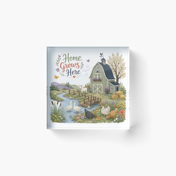 Item preview, Rustic Farmhouse Barn Spring Countryside Cottagecore Home Grows Here Art designed and sold by inkoutninja.