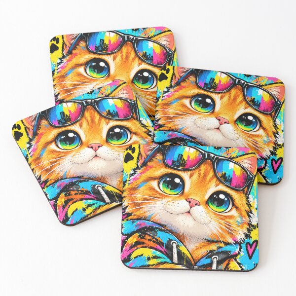 Item preview, Colorful Street Art Pop Art Kitty designed and sold by PlengPoomofArts.