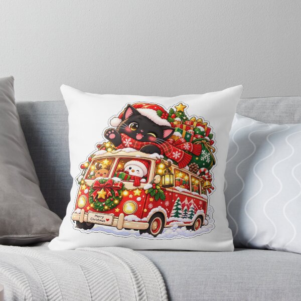 Item preview, Cute Christmas Cat in Festive Holiday Van Sticker designed and sold by Genzfirevibes.
