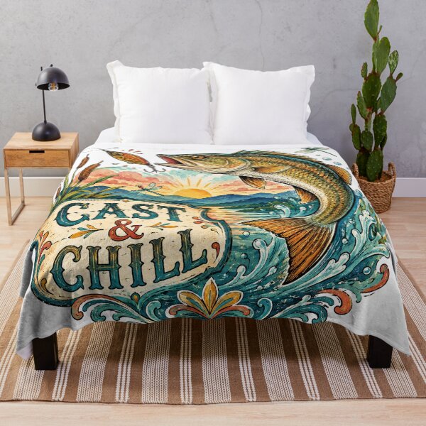 Item preview, Largemouth Bass Fishing Lake Sunset Vintage Angler Wildlife Cast & Chill Art designed and sold by inkoutninja.