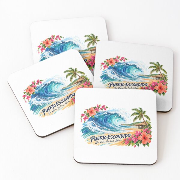Item preview, Puerto Escondido Surf Wave and Flowers Watercolor Travel Art designed and sold by skyartdesign.