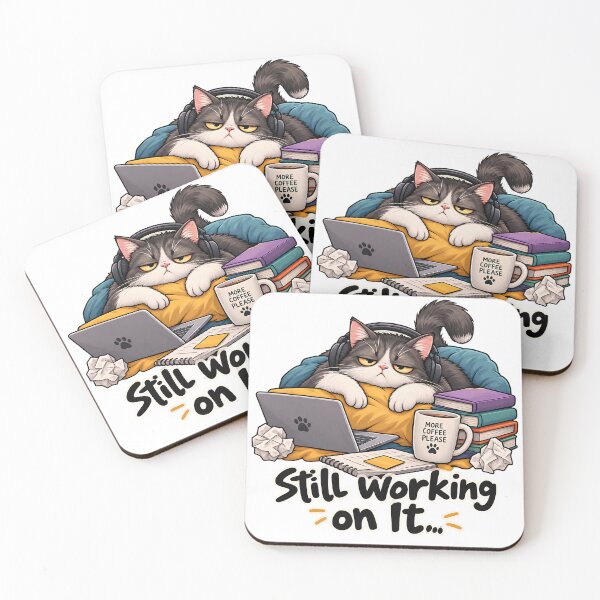 Item preview, Still Working on It Funny Lazy Cat designed and sold by LuckyInk11.