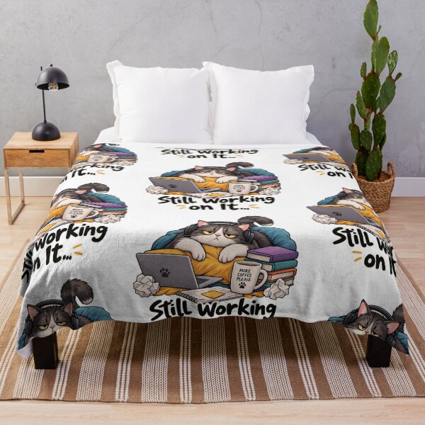 Item preview, Still Working on It Funny Lazy Cat designed and sold by LuckyInk11.