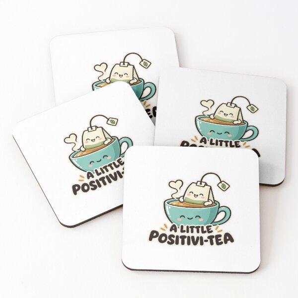 Item preview, A Little Positivi-Tea designed and sold by Cute & Funny Hand-Drawn Prints | Happy Doodle Friends Shop.